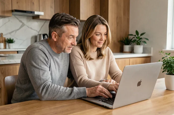 Couple en réunion avec un conseiller financier pour discuter d'un crédit immobilier adapté à leur projet d'achat