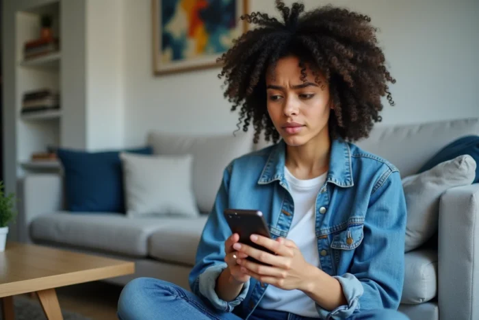 Jeune femme utilisant une application VPN sur son smartphone pour contourner les restrictions internet